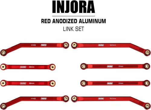 Miniatura 5 de INJORA Juego de 4 eslabones delanteros de alta holgura para SCX24 C10 JLU Bronco Base Camp Axial 1/24 RC Crawler Car, 8 piezas (rojo)