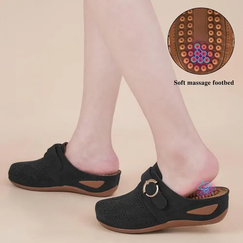 Miniatura 5 de Alicegana Zuecos casuales de verano para mujer, con soporte de arco, zapatos de cuña cómodos