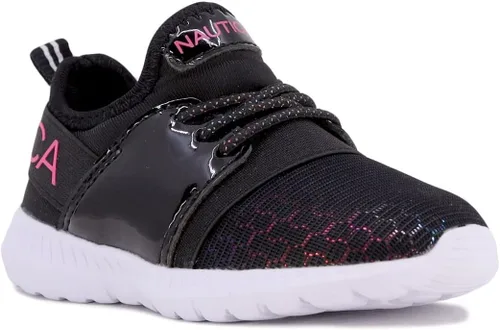 Nautica - Tenis modernos y con detalles metálicos para niñas, zapato deportivo para correr con cordones I kappil I (niña grande, niña pequeña, niña)