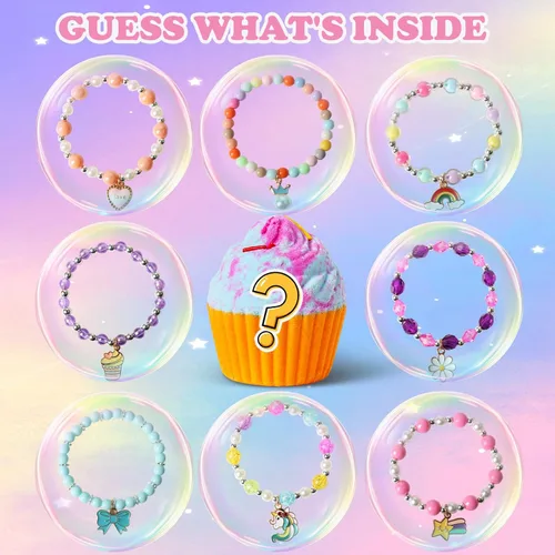 Miniatura 3 de Bombas de baño para niños con joyas sorpresa en el interior, juego de 8 bombas de baño para cupcakes, niñas, adolescentes, regalo de cumpleaños