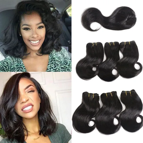 Miniatura 10 de VIOLET Cabello 8 Pulgadas Brasileño Rizado Profundo Tejido Cabello Corto Humano 6 Paquetes Con Cierre 100% Extensiones de Cabello Humano Sin