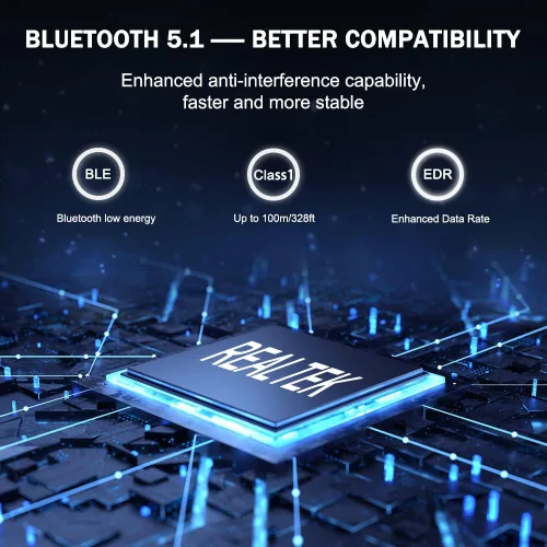 Miniatura 7 de Adaptador USB Bluetooth 5.1 para PC de escritorio: dongle inalámbrico de largo alcance de 300 pies con antena de 5dBi Plug & Play para portátil