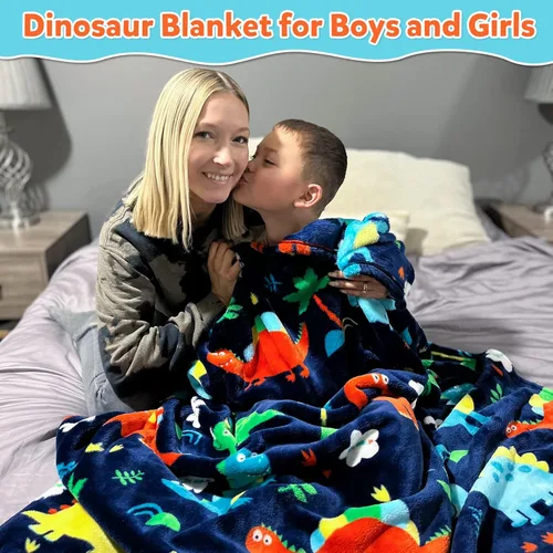Miniatura 4 de mermaker Manta para Niños y Niñas, Manta Gruesa de Dinosaurios para Niños y Adolescentes, para Cuna, Carrito, Regalos de Cumpleaños, Navidad