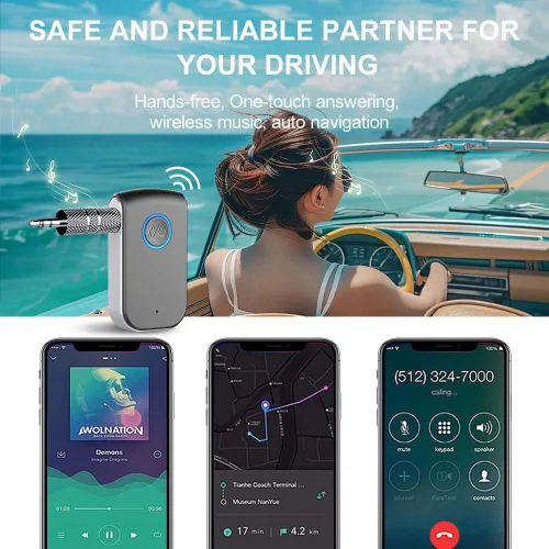 Miniatura 4 de Adaptador Bluetooth AUX para Coche, Receptor Inalámbrico AUX Bluetooth de 3.5mm Adaptador de Coche, Llamada Manos Libres para Autos, Altavoces