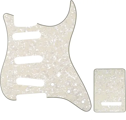 Miniatura 10 de Juego de carcasa para guitarra eléctrica Musiclily SSS 11 agujeros Stratocaster para Fender, hecho en México/EE. UU., crema (1Ply Cream)