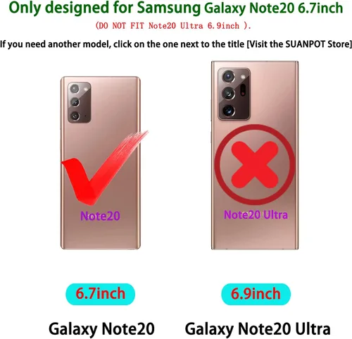 Miniatura 2 de SUANPOT Funda de piel tipo cartera para Samsung Galaxy Note 20 5G de 6.7 pulgadas con bloqueo RFID, tarjetero para tarjetas de crédito, funda