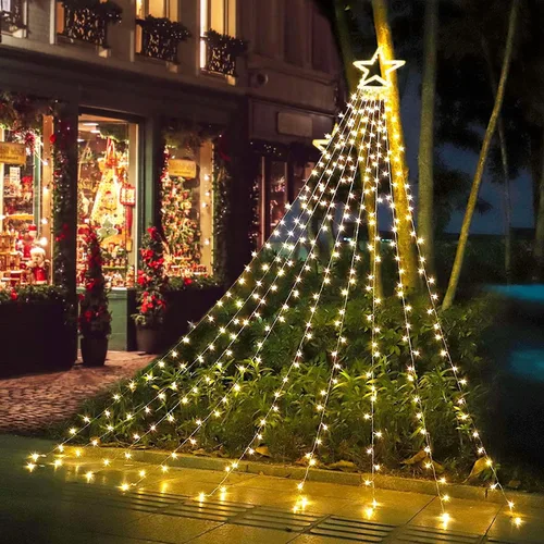 Miniatura 14 de Decoración al aire libre para Navidad (nueva), 320 luces LED colgantes centelleantes en forma de hadas para decoración de árbol al aire libre