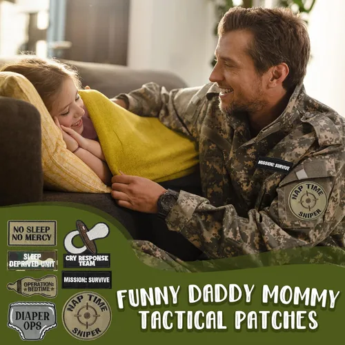 Miniatura 4 de 7 piezas de parches tácticos divertidos de papá y mamá con gancho y bucle, lindo chupete y biberón, bordados, parches de applique, emblema