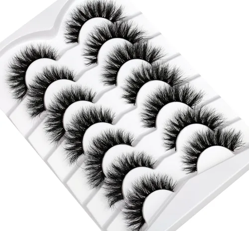 Miniatura 135 de Pooplunch - Pestañas postizas finas de visón sintético, estilo ojo de gato, naturales, cruzadas, tipo racimo, efecto 8D de volumen, tiras
