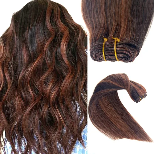 Miniatura 34 de Extensiones de cabello con clip sin costuras de cabello humano real, extensiones de cabello natural negro real con clip 7 piezas 100 g 36 cm
