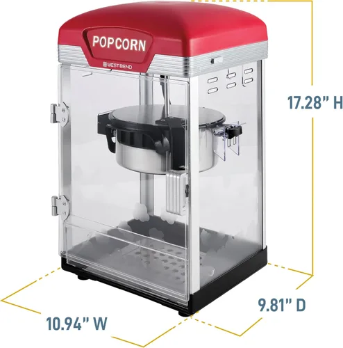 Miniatura 6 de West Bend Stir Crazy - Máquina de hacer palomitas de cine con caldera antiadherente, incluye herramienta de medición y cuchara para palomitas