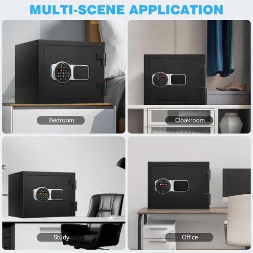 Miniatura 9 de Caja fuerte ignífuga de 2.0 pies cúbicos para el hogar, caja de seguridad con cerradura biométrica de huellas dactilares, teclado digital, estante