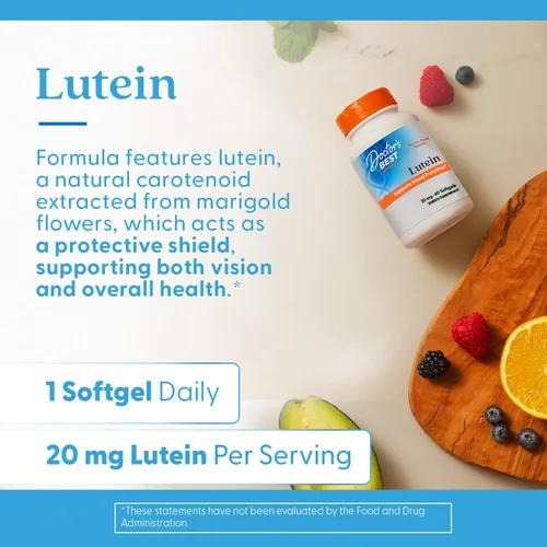 Miniatura 5 de Doctor's Best Suplemento de luteína de 20 mg con zeaxantina de 1 mg - Luteína para los ojos, vitaminas para la salud ocular para hombres y mujeres