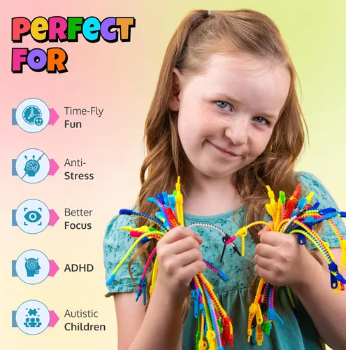 Miniatura 2 de UpBrands Paquete de 30 pulseras antiestrés con cremallera para niños, juguetes sensoriales para recompensas de aula, recuerdos de fiesta y rellenos