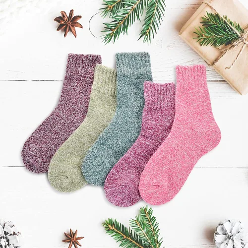 Miniatura 2 de Clothclose 5 Pairs Wool Socks - Warm Wool Socks For WomenMen Super Soft Crew Socks Boot Socks Thick Knit Cozy Socks