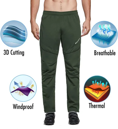 Miniatura 23 de baleaf Pantalones de forro polar para hombre, pantalones de ciclismo de invierno, ropa de bicicleta de montaña, equipo térmico para correr en clima
