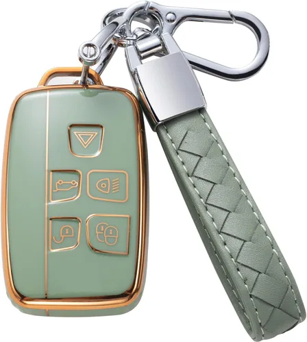 Compatible con Land Rover - Funda para llavero con cordón de cuero, funda protectora para llave de automóvil Land Rover Discovery Range Rover Sport