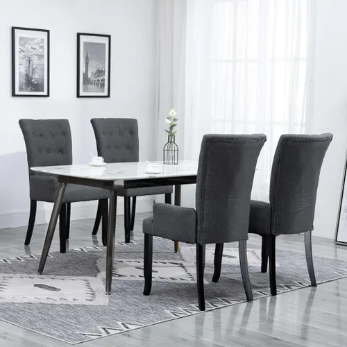 Miniatura 10 de Ergonomic Dining Chair, Dark Grey Polyester Fabric, Solid Oak Wood Frame, Modern Kitchen & Dining Room Furniture