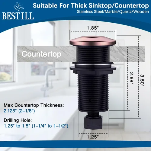 Miniatura 5 de Kit de interruptor de aire para eliminación de basura BESTILL - Certificado UL, botón de interruptor de la parte superior del fregadero sin cable