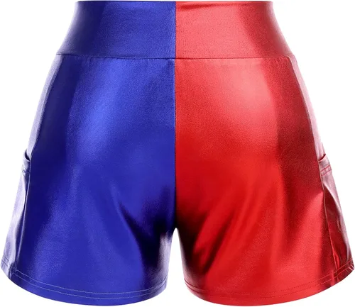 Miniatura 6 de Pantalones cortos de baile brillantes para mujer con frente en V cintura alta para yoga gimnasio fiesta de rave pantalones cortos con bolsillos
