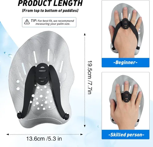 Miniatura 4 de Raquetas de natación para manos, paletas de mano de entrenamiento de natación con correas ajustables, paletas de natación para adultos y niños