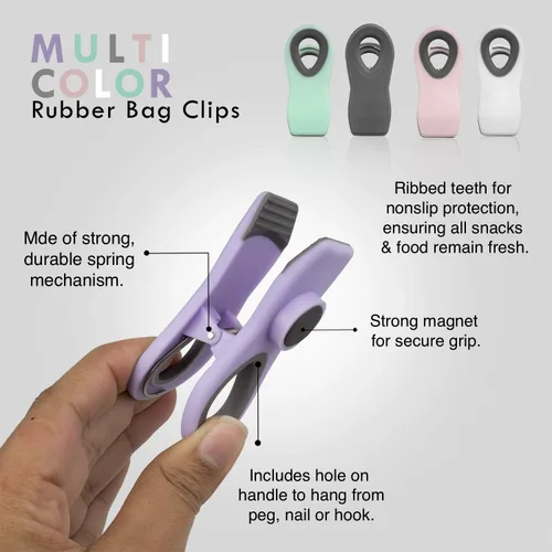 Miniatura 7 de COOK WITH COLOR Clips para bolsas de chips con imán para almacenamiento de alimentos con agarre hermético para bolsas de pan, bolsas de aperitivos
