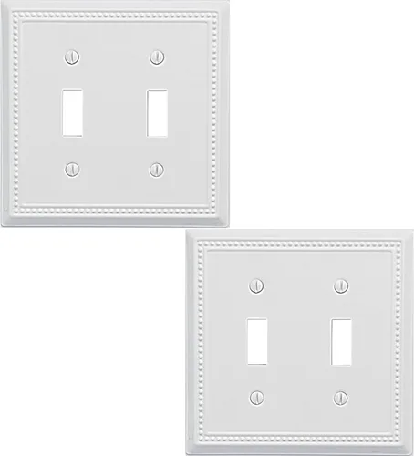Miniatura 54 de OKAWYC Cubierta de Interruptor de Luz de Tomacorriente Dúplex Individual Belaire de Metal con Cuentas para Pared, Paquete de 4 Latón Antiguo 1 Gang