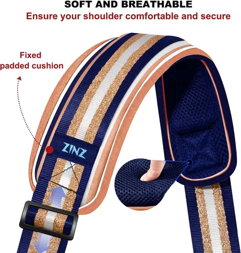 Miniatura 69 de ZINZ Correa de hombro universal de 59 pulgadas con almohadilla transpirable fija ultra gruesa, correa de hombro ajustable y resistente para bolsa