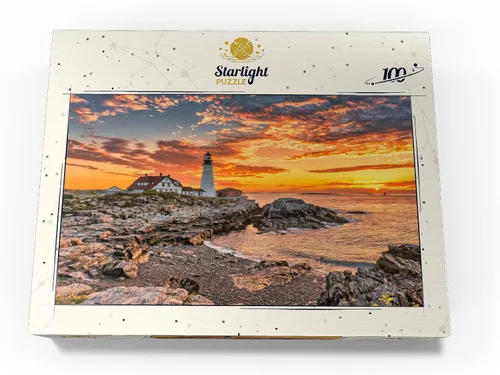 Miniatura 4 de MyPuzzle Portland Lighthouse At Sunrise in New England Maine USA - Rompecabezas prémium de 100 piezas para adultos