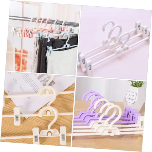 Miniatura 8 de CHILDWEET 5 piezas ajustables de plástico para pantalones de secado con clip para ahorrar espacio para pantalones, pantalones y faldas, versátil