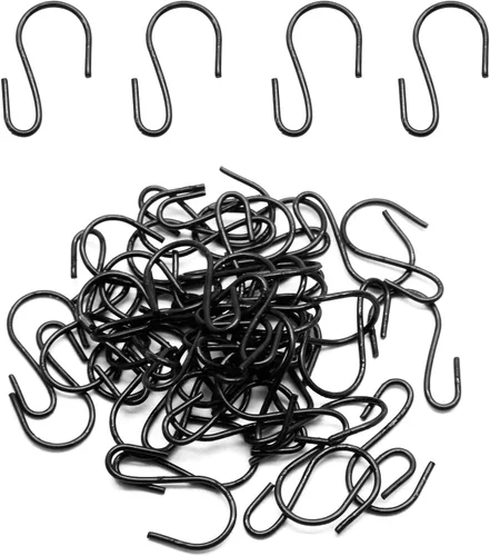 Bonsicoky 50 ganchos en forma de S de 1 pulgada para colgar joyas, pequeños utensilios de cocina, plantas en maceta, color negro