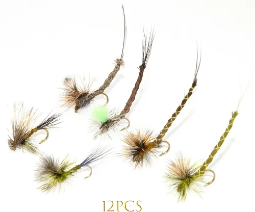 Miniatura 2 de Outdoor Planet Surtido de moscas de pesca con mosca de producción superior Seco, húmedo, ninfas, serpentinas, insectos lanudos, tolva, caddis 12