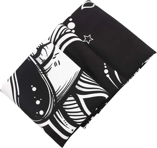 Miniatura 7 de Ftuency Tapiz de sol y luna, tapices en blanco y negro, sol ardiente místico con estrella, decoración para colgar en la pared para dormitorio