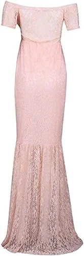 Miniatura 3 de ZIUMUDY Vestido de maternidad de manga corta con cuello en V y encaje para mujer