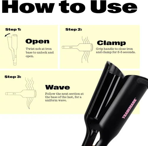 Miniatura 3 de Trademark Beauty Hair Waver - Ondulador de Cabello de Doble Barril, Rizador de Ondas Playeras, Babe Waves X, Rizador de Cabello de Temperatura Negro