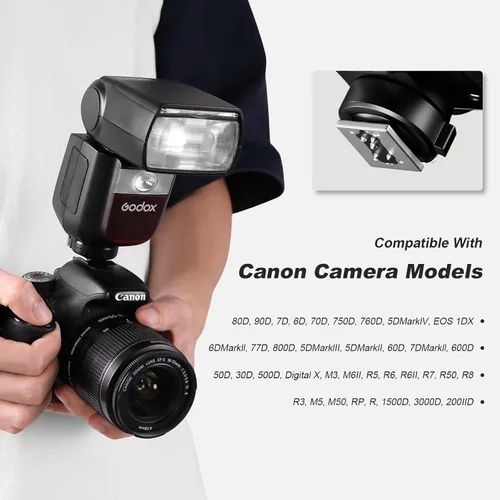 Miniatura 6 de Godox Flash V860III-C para cámaras Canon, flash automático TTL con batería recargable de iones de litio, 480 tomas de potencia completa, HSS