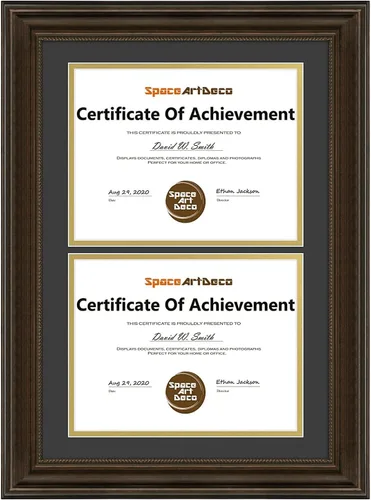 Miniatura 10 de Marco de tres certificados de 14 x 29 pulgadas con paspartú doble negro sobre dorado para (3) diplomas/grados de 8.5 x 11 pulgadas, ganchos
