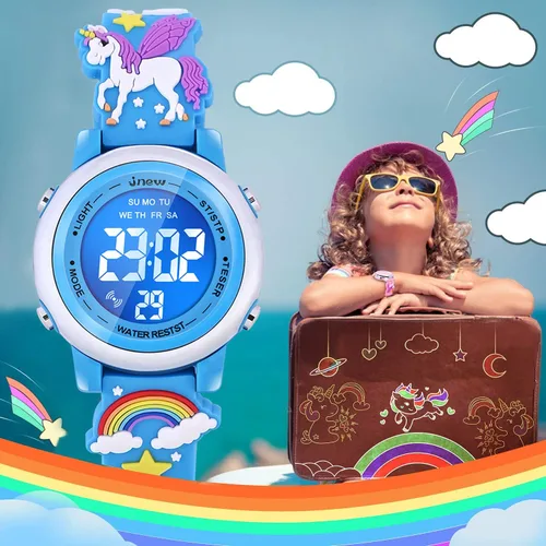 Miniatura 19 de Relojes impermeables de dibujos animados 3D para niñas con alarma, los mejores regalos de juguetes para niñas de 3 a 12 años