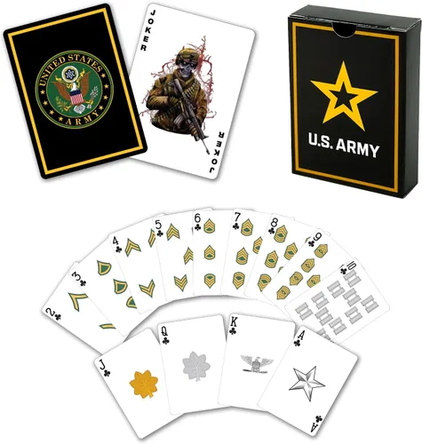 Miniatura 4 de Juego de regalo del ejército de los Estados Unidos Juego de cartas y dados Tarjetas de insignia de rango del ejército Regalos del ejército