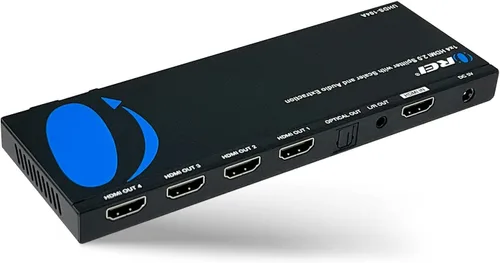 OREI Divisor HDMI 1x4 2.0 con extractor de audio escalador 4 puertos con Full Ultra HDCP 2.4K a 60Hz y 3D compatible con control EDID - UHDS-104A