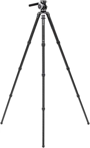 Miniatura 3 de Benro Mammoth - Trípode de fibra de carbono de 4 secciones con cabezal fluido WH15 Wildlife de 2 vías, cuenco resistente de 2.953 in, contrapeso