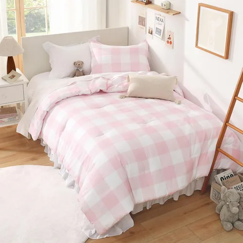 Miniatura 17 de Andency Edredón a cuadros tamaño individual (66 x 90 pulgadas), juego de cama a cuadros negros y blancos para adolescentes y niños, ropa de cama