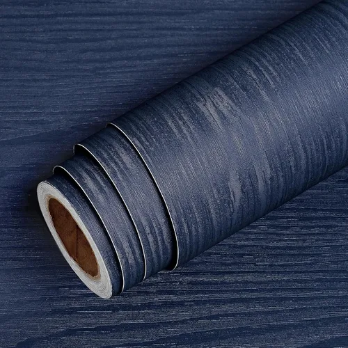Miniatura 6 de Livelynine Papel tapiz de madera azul de 15.8 x 394 pulgadas para gabinetes de cocina, papel de contacto de madera azul marino, papel adhesivo