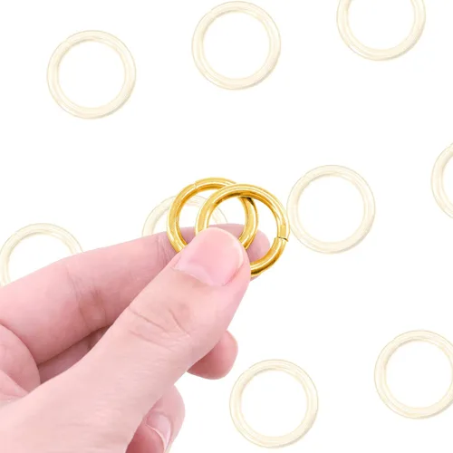Miniatura 5 de Swpeet 60 anillos de metal multiusos de metal de 3/5 a 0.630 in para bolsas de hardware, anillos de mano, accesorios de bricolaje, llaveros, Dorado
