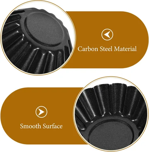 Miniatura 5 de Hemoton 12 moldes antiadherentes de 2.95 pulgadas para tartaletas, tazas reutilizables para tartaletas de huevo, cupcakes, postres, cocina