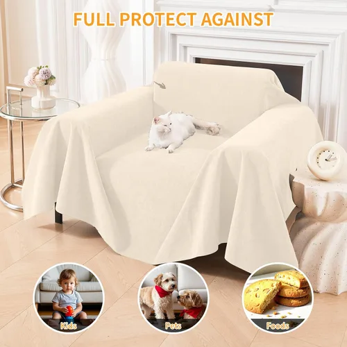 Miniatura 4 de Warmstar Couch Protector from Cat Claws, Waterproof Couch Cover Anti Slip,Couch Cover 3 Cushion Sofa Washable,Anti-Scratch Pet Sofa Cover Heavy Beige