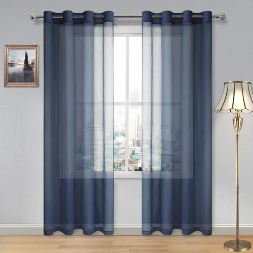 Miniatura 133 de DWCN Cortinas traslúcidas color verde frijol para sala de estar y dormitorio - Cortinas voile con aspecto de lino sintético con ojales en la parte
