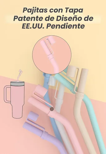 Miniatura 4 de Doboli Popote de Silicona de Repuesto de 13 Pulgadas de Largo con Cubierta para Popote, Compatible con Vaso Stanley Owala de 40 oz 30 oz, Paquete