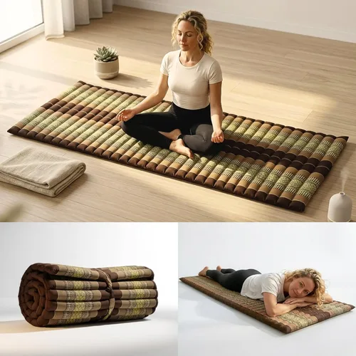 Miniatura 45 de Leewadee - Colchón plegable - Futón japonés enrollable -Alfombra de tatami triple pliegue - Cama de piso para invitados - Colchón de camping