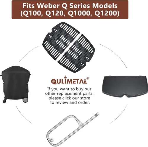 Miniatura 9 de Parrilla 6558 para parrillas Weber Q100 Q120 Q1000 serie Q1200, piezas de parrilla de hierro fundido para parrillas de gas Weber Q100/1000, parrilla